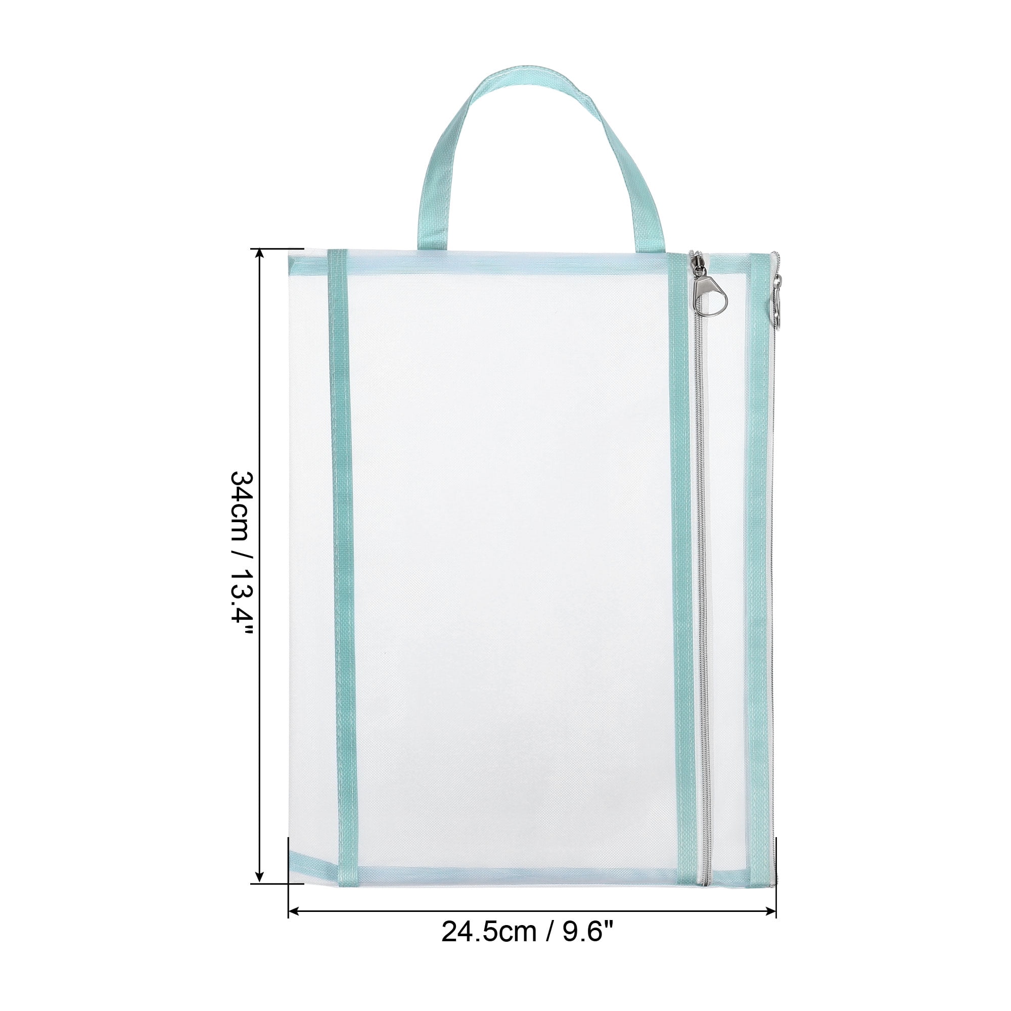 Unique Bargains Nylon Document Zip Pouch with Handle Mesh Clear Files Bag for Office Green