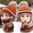 thumbnail image 1 of Gorro de invierno a la modaconjunto de bufanda para mujer y niñagorros con pompones de pasamontañas gruesos y cálidos Ndcxsfigh Para estrenar, 1 of 9