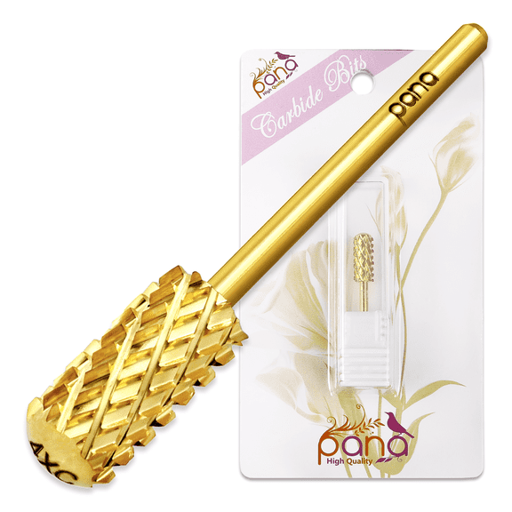 Pana 3/32" Smooth Top Small Barrel Carbide Nail Drill Bit - For Electric Dremel Drill Machine (Gold, 4X Coarse Grit)