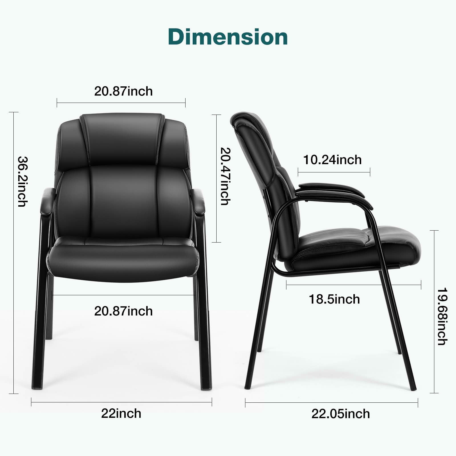 MAYEERTY PU Leather Conference Reception Chair, Armless Fixed Leg Executive Guest Office Chair with Padded Armrests, No Wheels