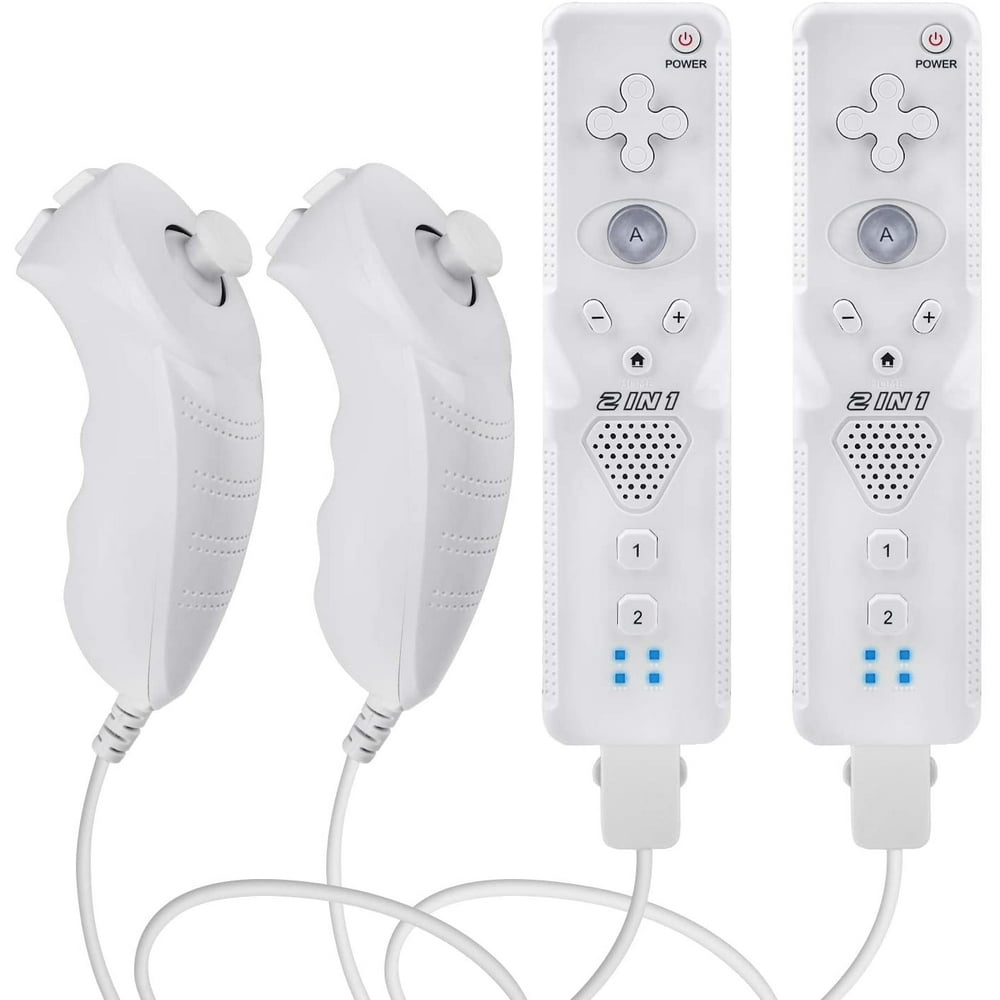 2 Pack Wii Remote with Wii Motion Plus Inside Shock Wii Nunchuk Controller Compatible