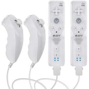2 Pack Wii Remote with Wii Motion Plus Inside | Shock Wii Nunchuk Controller | Compatible Nintendo Wii, Wii U