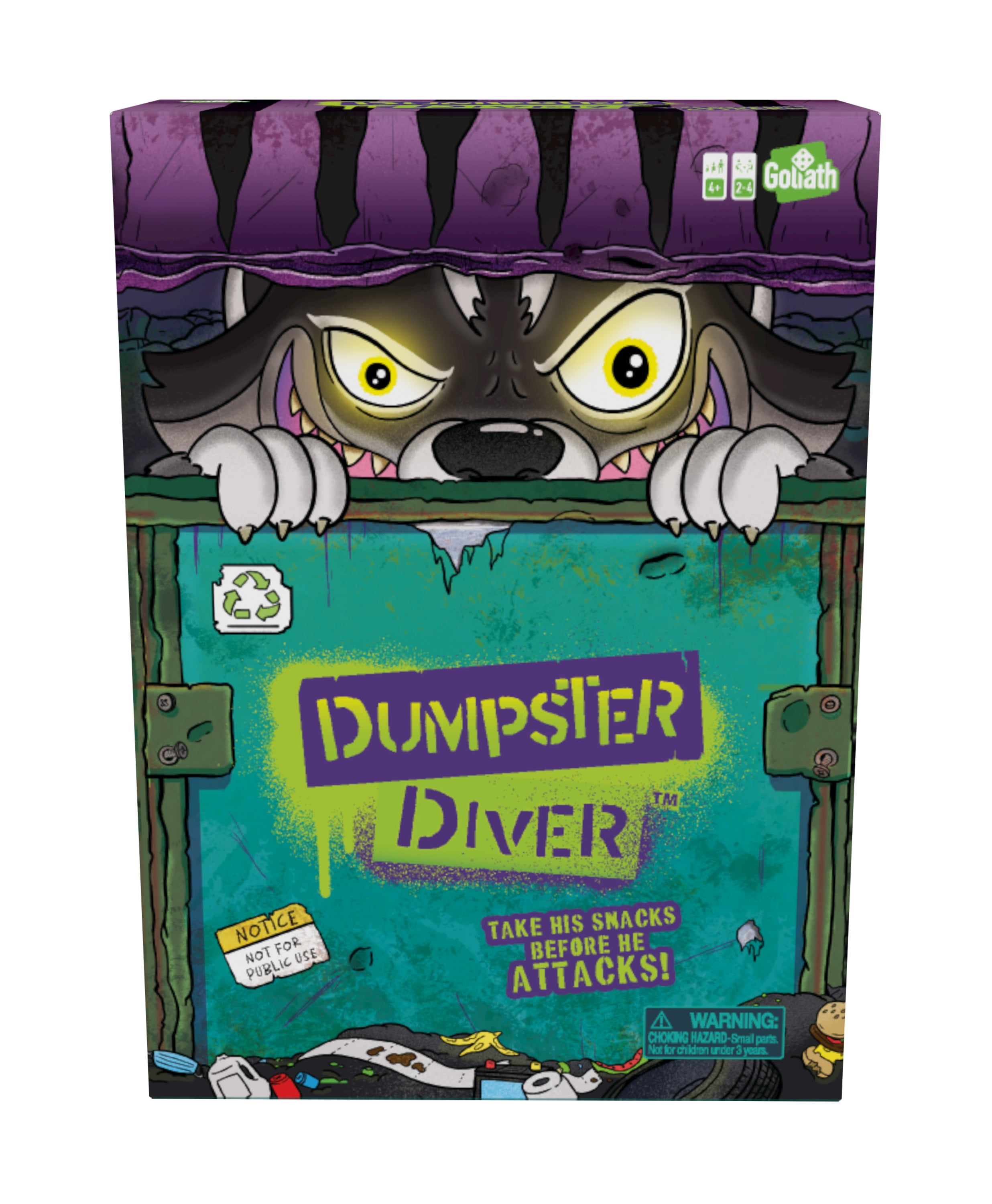 Goliath Dumpster Diver Game - Take Raccoon's Snacks before His Paw Jumps Out