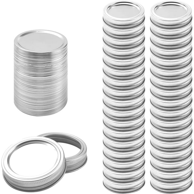 96Pcs/48 sets Canning Lids with Rings for Wide Mouth Canning Jars, Split-Type Metal Mason Jar Lids with Silicone Seals Rings Leak Proof and Secure for Wide Mouth Ball, Kerr Mason Jars (86 mm)