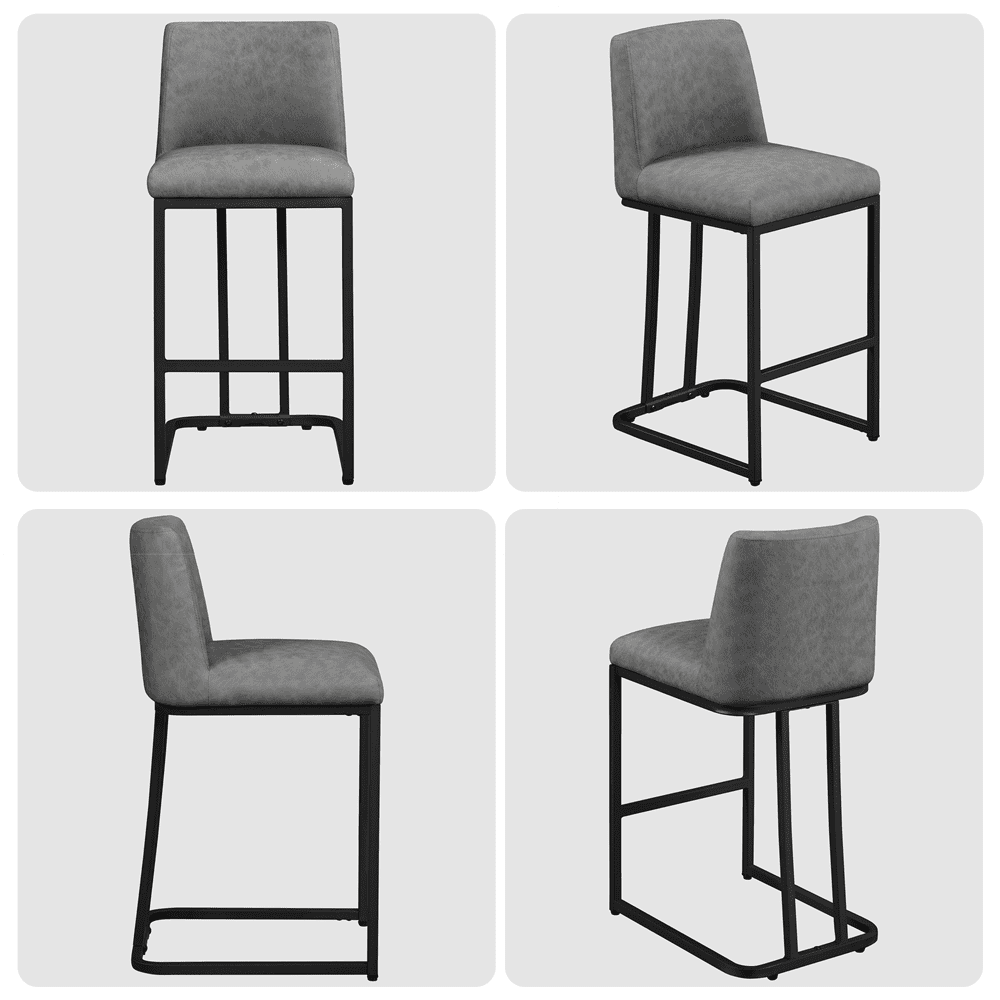 Alden Design 24.5″ Modern Upholstered Counter Height Bar Stools for Kitchen Dining, Gray
