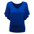 thumbnail image 5 of Plus Size Women's V Neck T Shirt: Batwing Sleeve, Loose Fit, Solid Color, Comfortable, 5 of 5