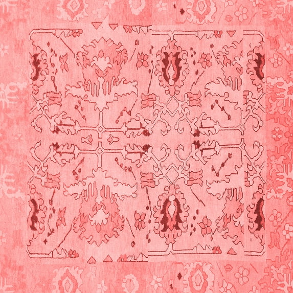 Ahgly Company Machine Washable Indoor Square Oriental Red Traditional Area Rugs, 5' Square