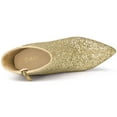 thumbnail image 5 of Unique Bargains Women's Clear Block Heel Glitter Prom Ankle Booties Gold 8, 5 of 7