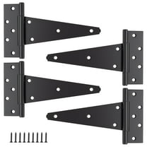 WellMade 4 Pack Heavy Duty Gate Hinges，10 In Decorative Black Hinge Wood Fence with Screws for Barn Doors, Storage Bins, and Tool Boxes