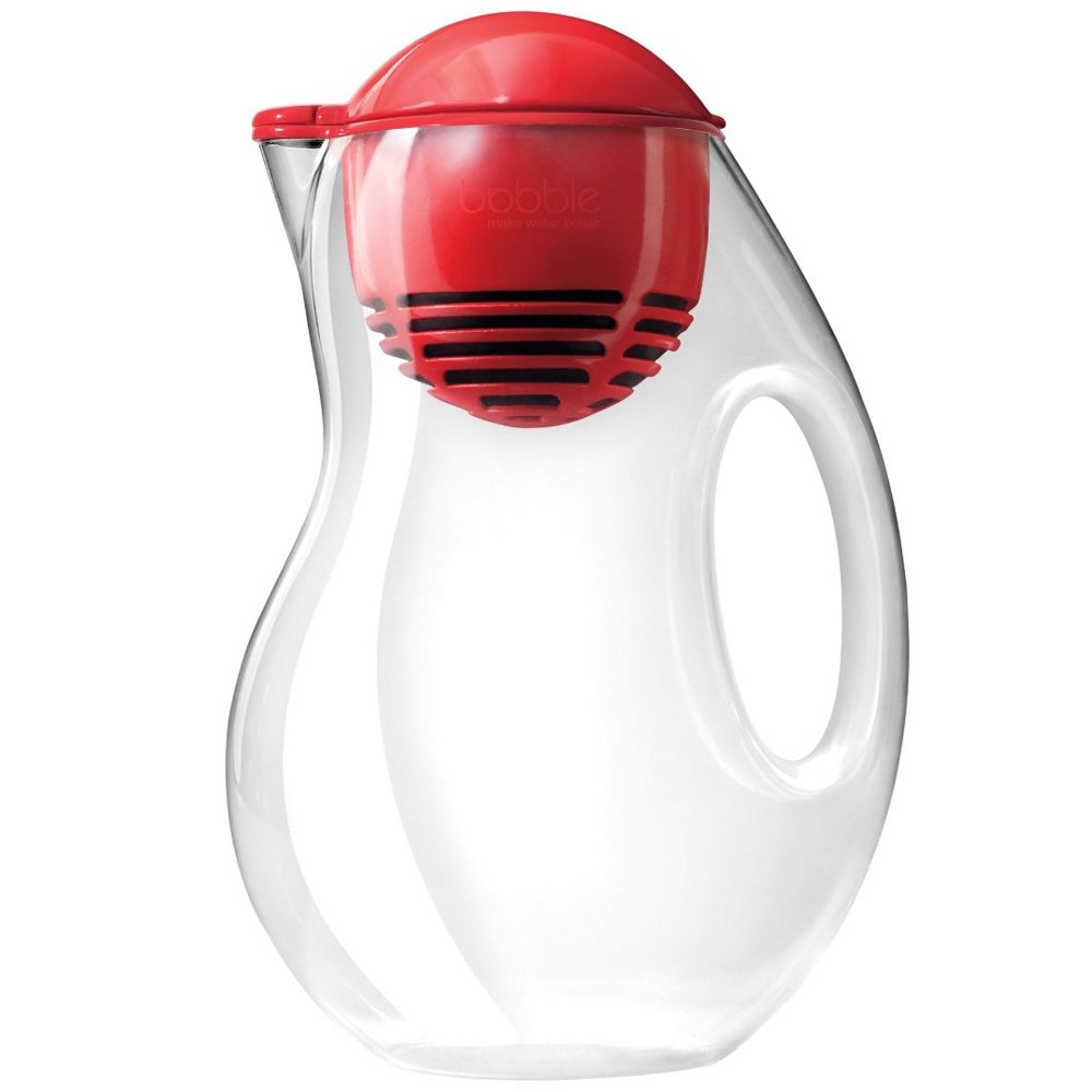 Bobble Jug Water Pitcher with Red Filter, 64 Ounce