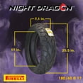 thumbnail image 3 of Pirelli Night Dragon Tire Set: 100/90-19 M/C 57H TL Front & 180/60B17 M/C 81H REINFTL Rear Cruiser Motorcycle Tires - Superior Traction & Handling for High-Performance Cruisers w/ Keychain, 3 of 11