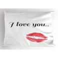 thumbnail image 1 of I Love You Pillow Sham Grunge Style Seductive Female Smooch with Glamorous Red Colored Lipstick, Decorative Standard King Size Printed Pillowcase, 36 X 20 Inches, Dark Coral Gray, by Ambesonne, 1 of 2