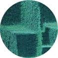 thumbnail image 1 of Ahgly Company Tapis Rond Lavable en Machine Intérieur Transitionnel Moyen Vert Sarcelle, 5 Pieds Rond, 1 of 7