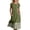 Army Green Dress, variant on Miluxas Women's Striped Hem Midi Dress Short Sleeve Round Neck A Line Flowy Long Dress Side Buttons Accent Business Casual Outfits with Pockets White