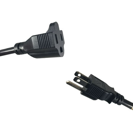 Bybon 1 ft Black indoor Extension Cord (SJT 16AWG NEMA 5-15R to NEMA 5-15P)
