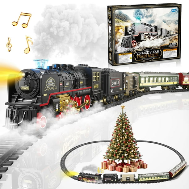 Set de tren eléctrico Funwee Train Toy con humo, luz y sonido