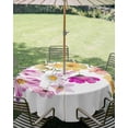thumbnail image 3 of Outdoor Tablecloth with Umbrella Hole Zipper Pink Flowers Round Tablecloth 60" Waterproof Outside Table Cloth Spring Floral Elegant Pastoral Watercolor Patio Table Cover Tablecloths for Picnic Party, 3 of 8