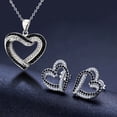 thumbnail image 6 of SmartBy Overlapping Hearts Jewelry Set Black White Rhinestone Hearts Necklace And Earrings Double Heart Pendant Jewelry for Parties Weddings Celebrations, 6 of 6