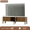 thumbnail image 2 of Wood TV Stand, Mid-Century Modern Walnut Entertainment Center with Fluted Door Storage Cabinets and Adjustable Open Shelves for Living Room Bedroom, 2 of 9