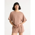 thumbnail image 2 of Joyspun Women's French Terry Short Sleeve Top and Shorts Pajama Set, 2-Piece, Sizes XS-3X, 2 of 6