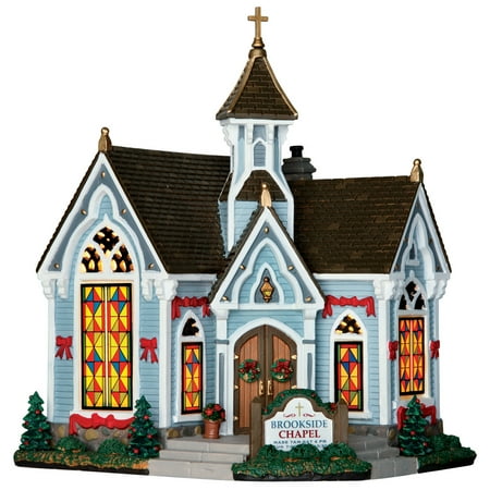 lemax 65126 brookside chapel christmas porcelain village christmas village trees walmart