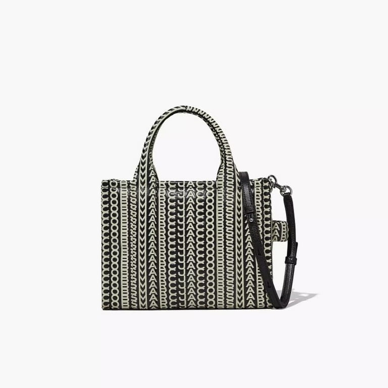 Marc Jacobs Monogram Leather Tote Bag (Small, Black,White