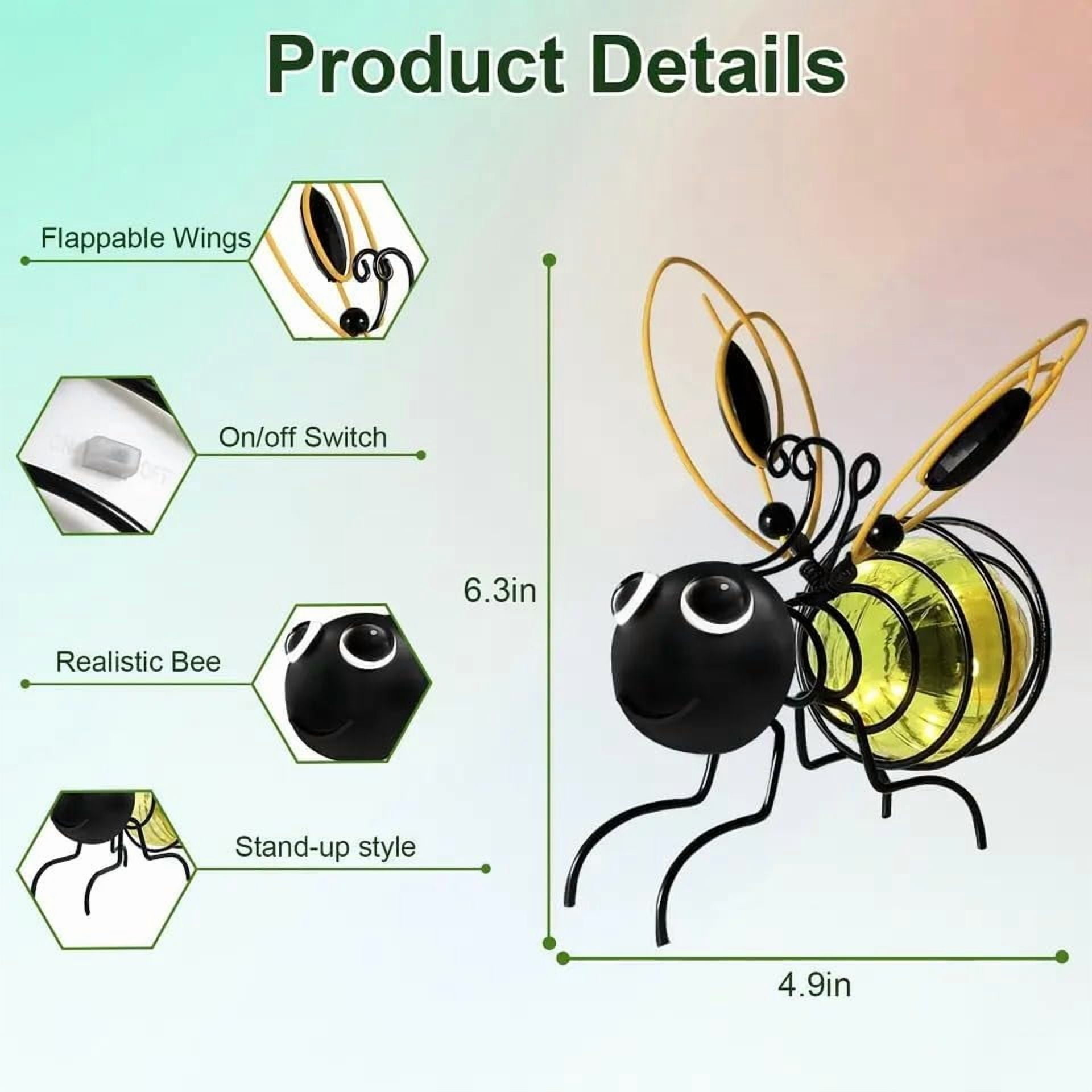 XEAZON Solar Bees Lights Outdoor, Hanging Bee Solar Garden Light,Garden Solar Bees Simulation Lights, Waterproof Bumble Bees Solars Light for Party Festivals Garden Decor Birthday Gifts (3pcs)