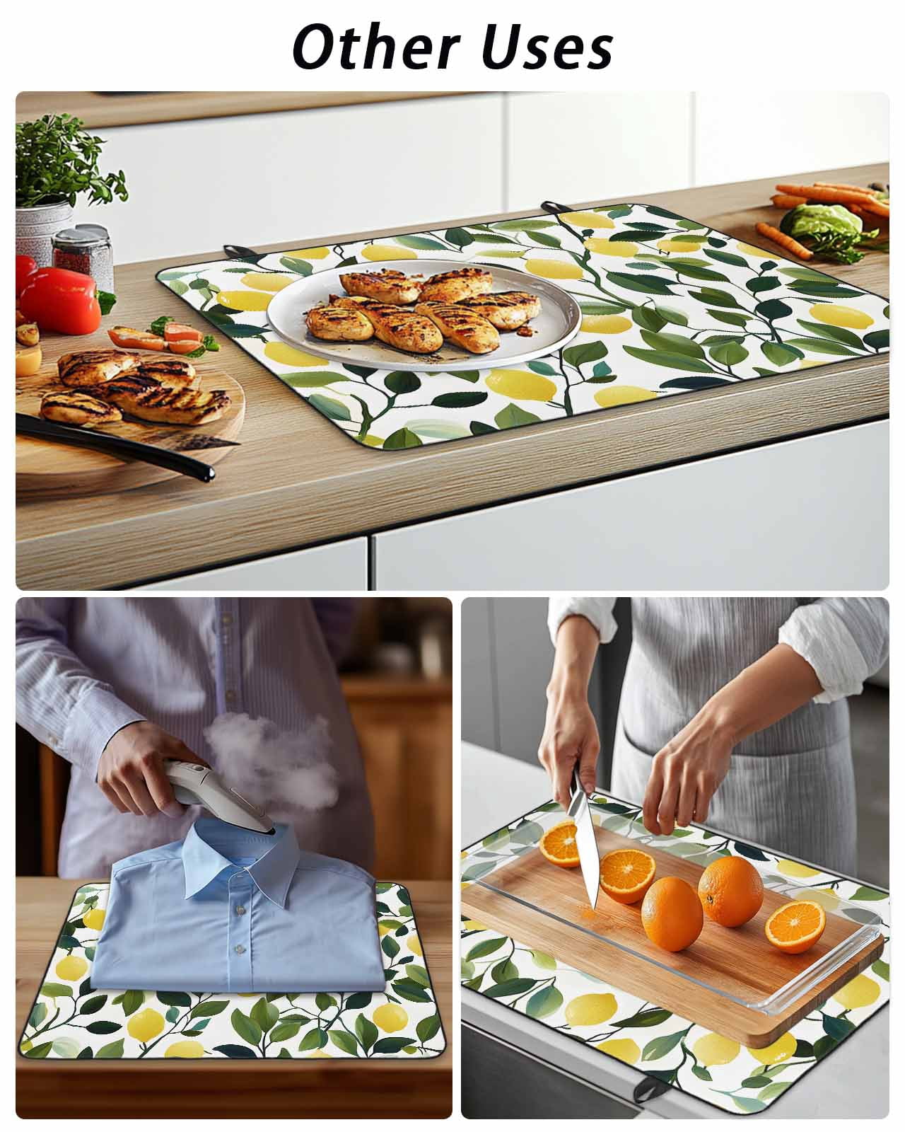 Stove Top Covers for Electric Stove, Summer Lemon Glass Stovetop Cover Protector, Yellow Fruits Pastoral Green Botanical Induction Cooktop Protector Oven Mat for Kitchen Countertop 24"x21"