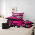 thumbnail image 5 of Cheetah Print Bed in a Bag 7 Pieces Twin Size Comforter Set,Wild Animal Skin Leopard Spot Bedding Sets Geometry Aztec Fuchsia Sriped Patchwork Bed Set with Comforter,Sheets,Pillowcases & Shams, 5 of 5