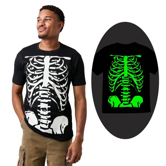 Skeleton Halloween Costume Men's Black Short Sleeve Tee -Medium