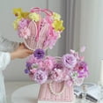thumbnail image 4 of Wicker Flower Basket,Elegant Wedding Rattan Flower Basket with Handles & Pearl,Pink Hand Woven Gift Basket for Easter Weddings Home Garden Decor, 4 of 7