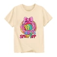 thumbnail image 3 of Amidoa Printed Girls T Shirts Cute Crewneck Summer Graphic Tops Casual Kids Tees,Beige,2-3 Years, 3 of 5