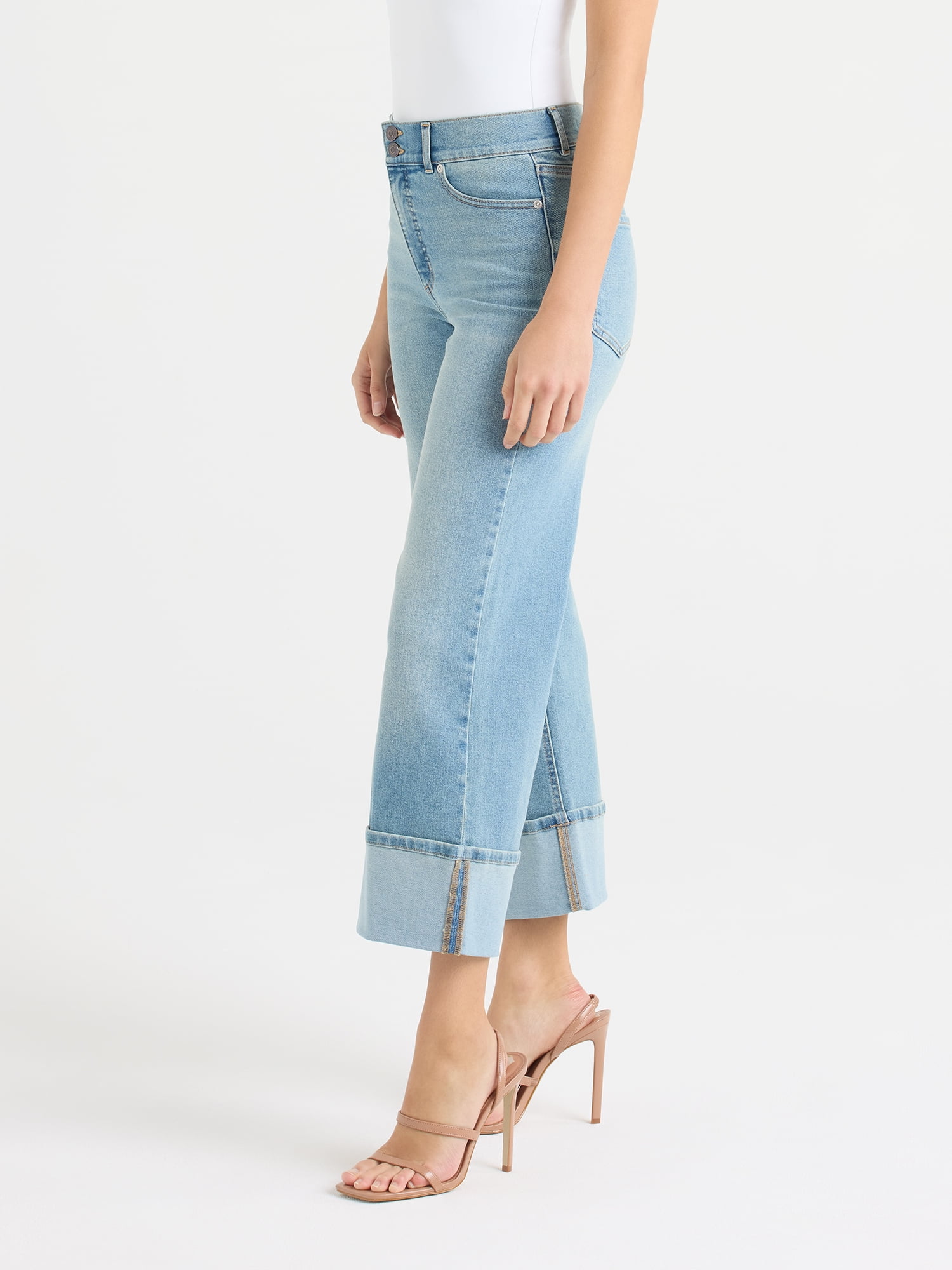 Sofia by Sofia Vergara Women's and Women's Plus Margot Wide Crop Super High Rise Jeans, 27" Inseam, Sizes 0-28