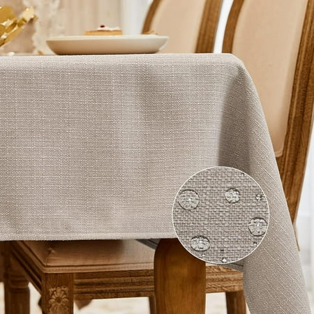 

Rectangle Tablecloth Washable Wrinkle Resistant and Water Proof Table Cloth Decorative Linen Fabric Tablecloths for Dining Parties Kitchen Wedding and Outdoor Use (Beige 90x132)