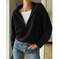 thumbnail image 3 of BTFBM Womens Sweaters Quarter Zip Pullover V Neck Collar Long Sleeve Ribbed Knit Loose Casual Winter Fall Sweater, 3 of 8