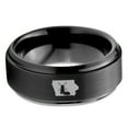 thumbnail image 2 of Tungsten Iowa Hawkeye State Windmill Band Ring 8mm Men Women Comfort Fit Black Step Bevel Edge Brushed Polished, 2 of 4
