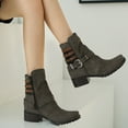 thumbnail image 5 of VKEKIEO Short Boots For Women Round Toe Low Heel Booties Ornamental Zipper Buckle Gray Fall Boots, 5 of 9