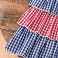 thumbnail image 4 of Toddler & Little Girls Patriotic Gingham Sundress, 4th of July Tiered Ruffle Dress with Applique Comfortable Spaghetti Strap Outfit for All Summer Activities Multicolour 3-4 Years, 4 of 8