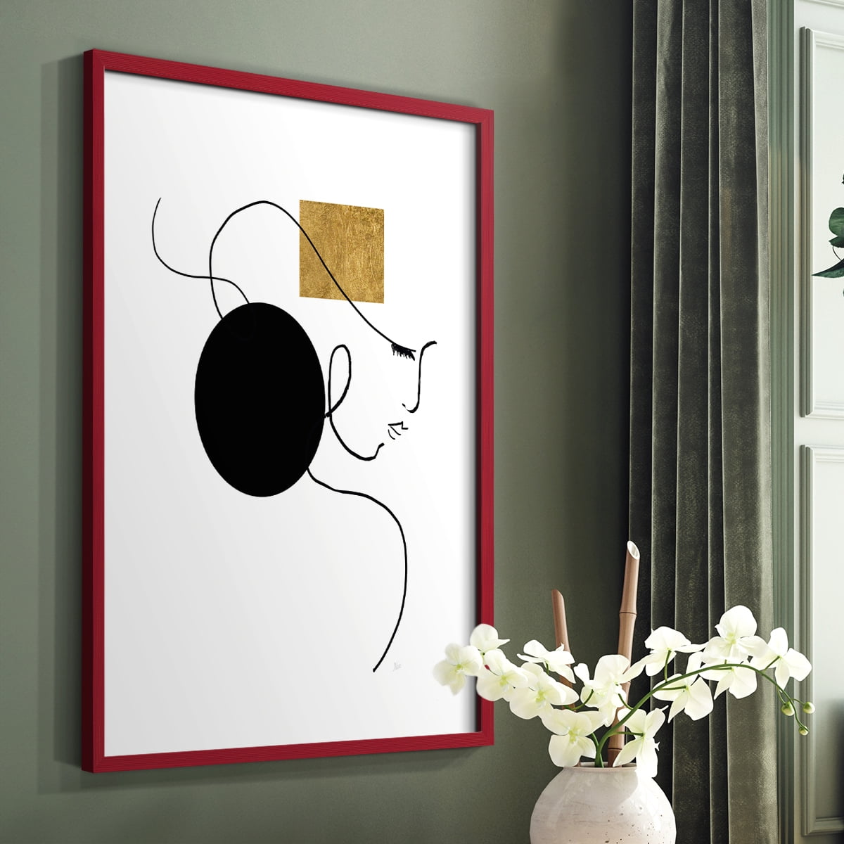 Shapes and Lines I in Red Solid Wood 11 x 14 Framed Print