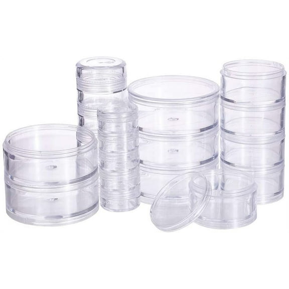 Mixed Size Stackable Round Plastic Containers 4 Column(5 Layer/Column) Bead Storage Jars for Beads Buttons Crafts and Small Jewelry Findings 1box