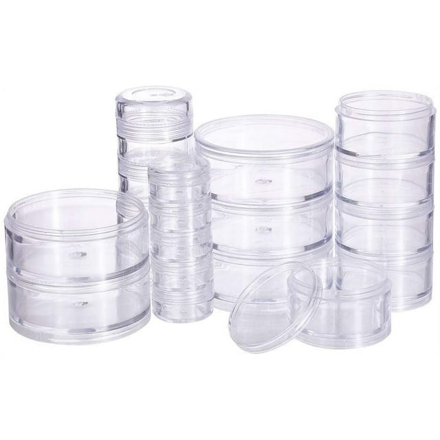 Mixed Size Stackable Round Plastic Containers 4 Column(5 Layer/Column) Bead Storage Jars for Beads Buttons Crafts and Small Jewelry Findings