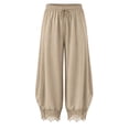 thumbnail image 5 of MLCDZ Lace Wide Leg Pants for Women Elastic Waist Drawstring Summer Lightweight Breathable Casual Pants Home Indoor Activities Trousers with Pockets, 5 of 8