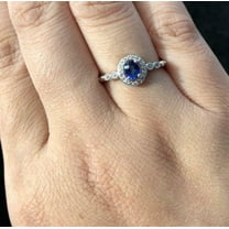 HeartsAndYou 1.6ct Natural Blue Sapphire & Diamond Halo Ring 100% REAL 14k SOLID White Gold