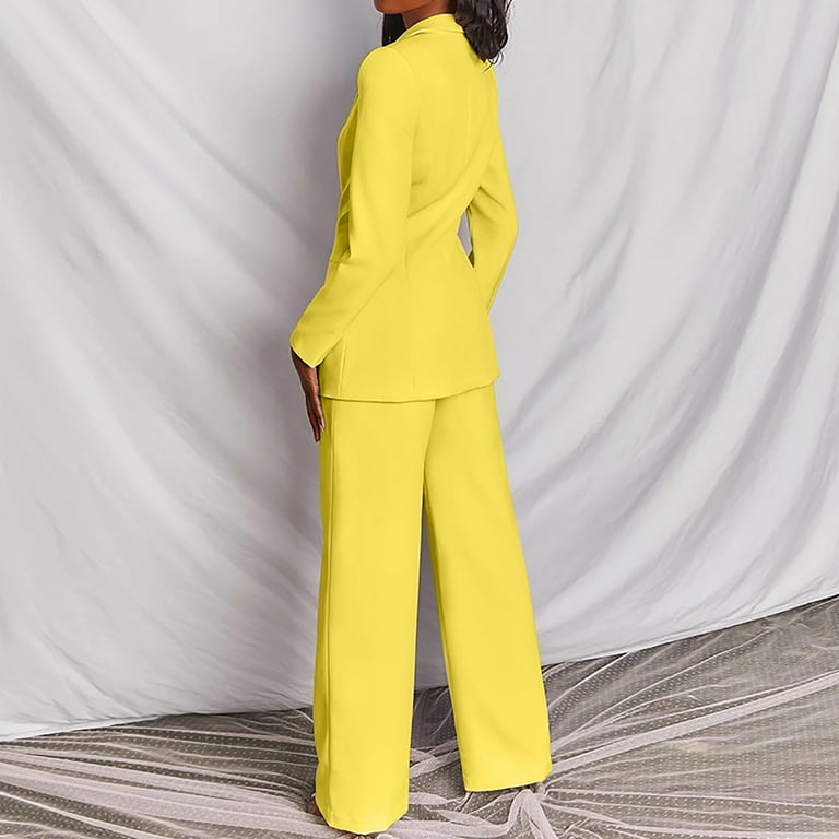 safuny Women's Workout Elegant Business Suit Sets 2Pc Retro Wide