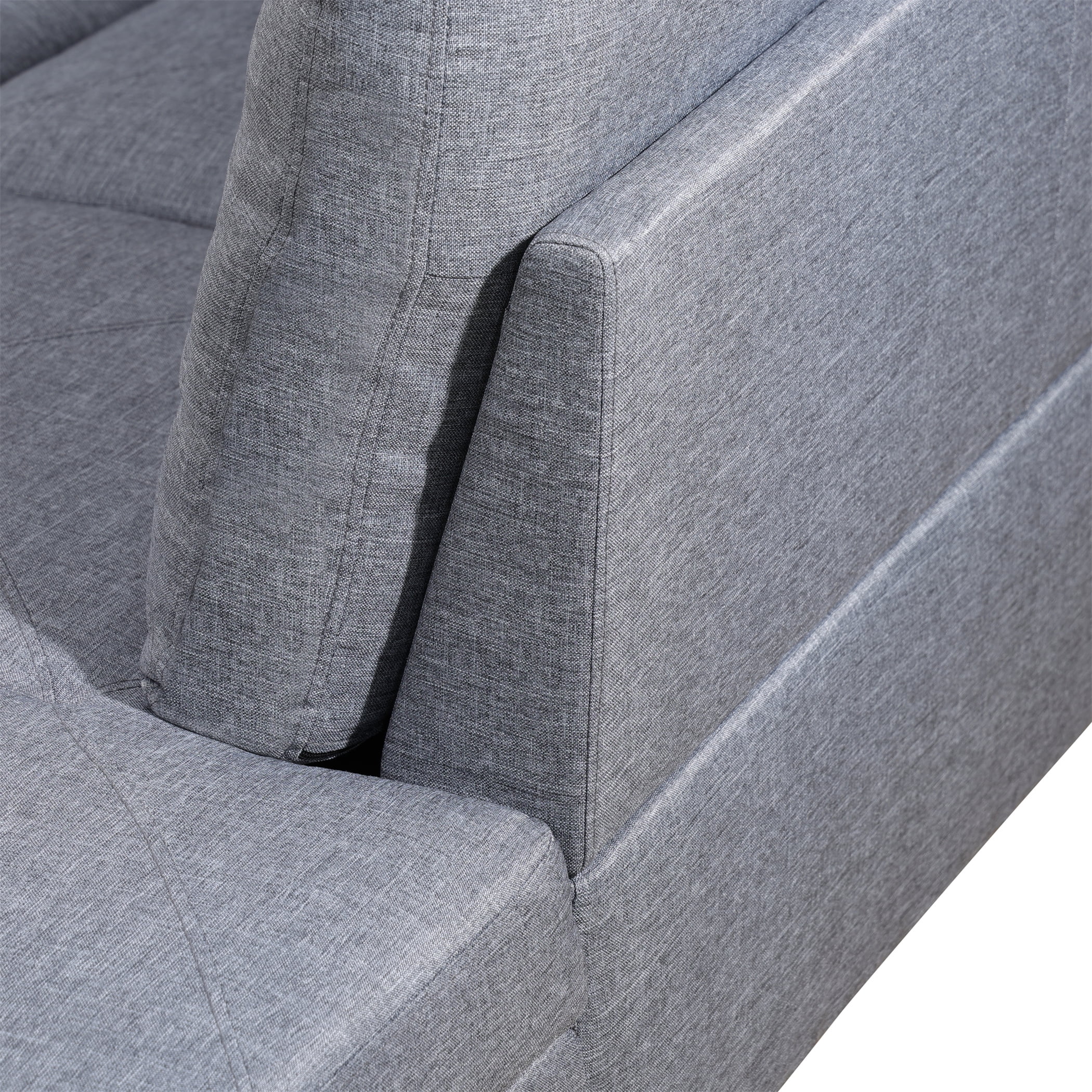 Aukfa 97" Classic Sectional Sofa 4 Seat L shape Couch for Living Room, 2Pillows, Oversized Right Chaise, Linen, Gray