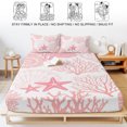 thumbnail image 5 of Twin Sze Fitted Sheet Set - Coastal Pink 2 Piece Bedding Sets 16" Deep Pocket Fitted Sheet with 1 Pillowcase, Ocean Coral Starfish Shell Modern Sea Brushed Microfiber Hotel Luxury Bed Sheets, 5 of 9