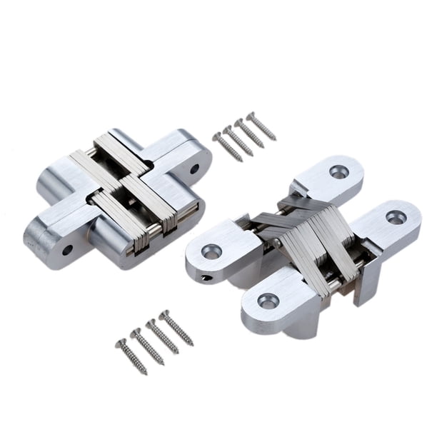 2pcs 304 bisagras ocultas de acero inoxidable invisible de la puerta plegable oculta for el hardware de muebles de la cocina con tornillos