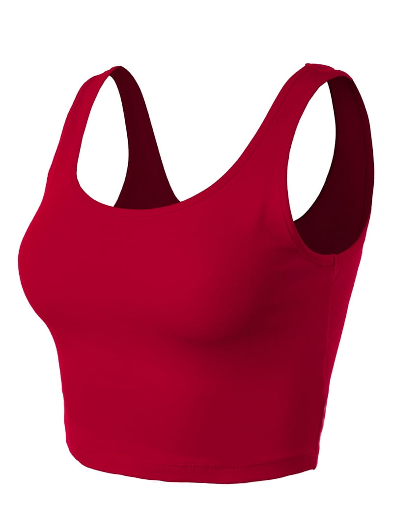 A2Y Women's Cotton Scoop Neck Sleeveless Crop Top - Fitted