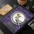 thumbnail image 5 of Placemats for Dining Table Set of 4, Halloween Haunted Mansion Design Table Mats Stain Resistant Heat Insulation Non-Slip Washable Table Decoration for Kitchen, Purple Black, 5 of 5