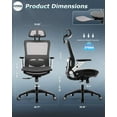 thumbnail image 2 of Ergonomic Office Chair with 4D Flip-up Arm, Mesh Chair with Adjustable Lumbar Support and Footrest,High Back Home Office Desk Chair,Computer Chair for Long Desk Work, Grey, 2 of 9